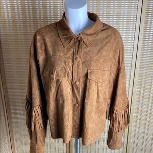 Love Richie Brown Short Fringe Western Jacket Size Large